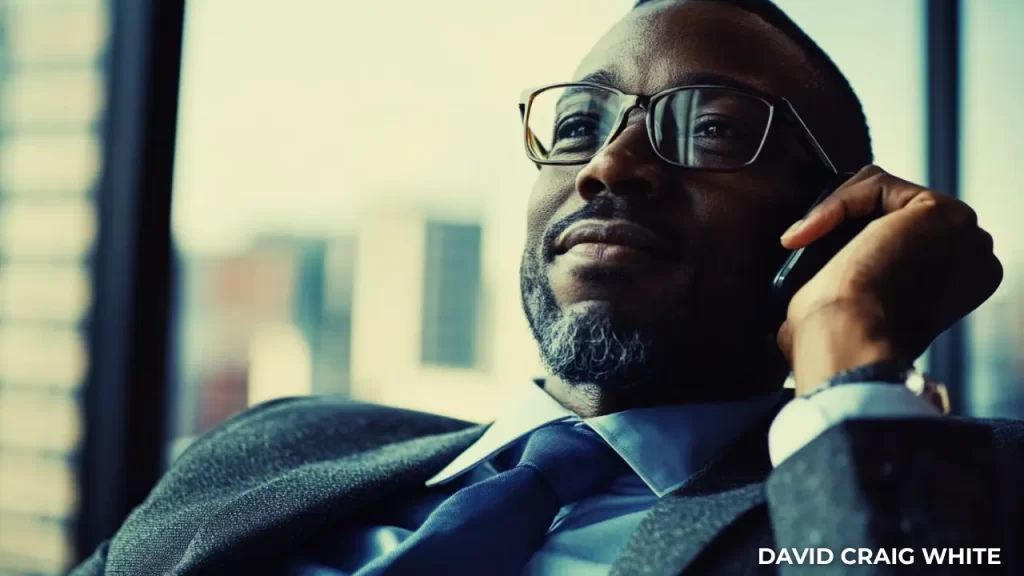 A motivated young man on a phone call