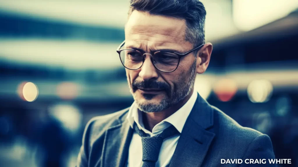 Stressed executive looking down thoughtfully